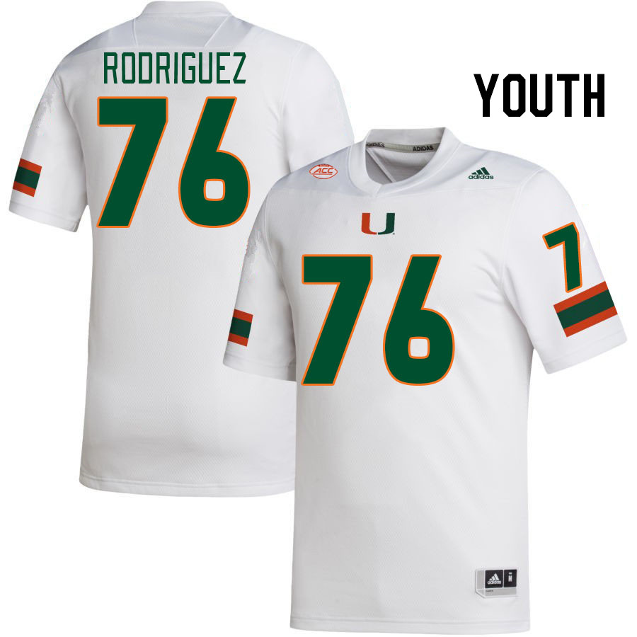 Youth #76 Ryan Rodriguez Miami Hurricanes College Football Jerseys Stitched-White - Click Image to Close